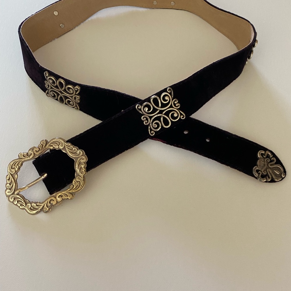 Dark Purple Velveteen/leather Belt